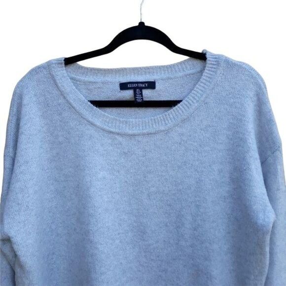 Ellen Tracy Non Itch Pullover Jewel Neck Sweater WEDIRU Stone Heather Gray Sz L - Picture 5 of 11